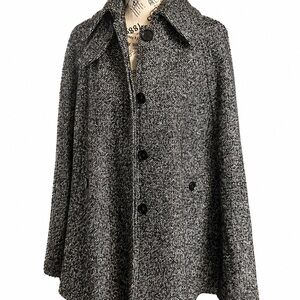 Jacob Black & White Tweed Cape Coat
